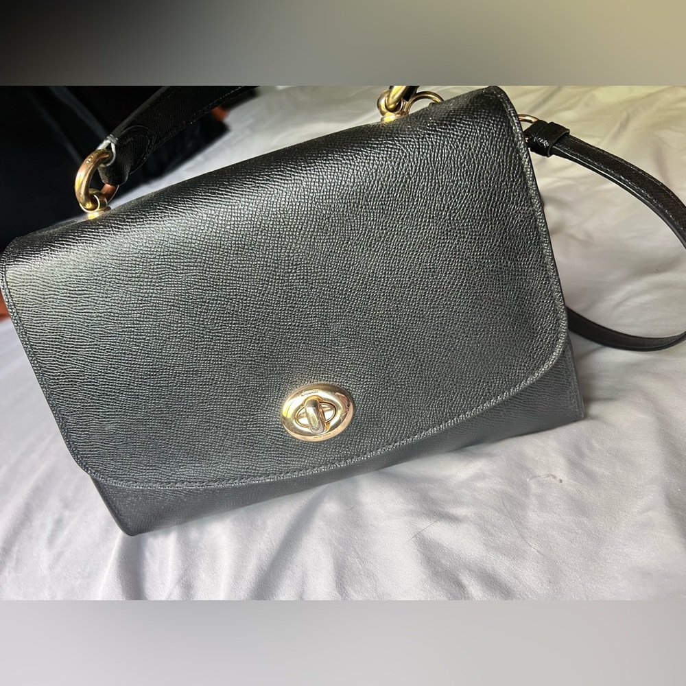 Coach Black Crossbody Bag with Gold Accents